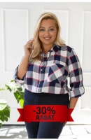 M24801 KOSZULA VIOLET KRATKA BIAŁO-GRANATOWO-CZERWONA