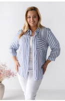 SANDRA M24817 KOSZULA VIOLET PASKI NIEBIESKIE SANDRA M24817 KOSZULA VIOLET PASKI NIEBIESKIE