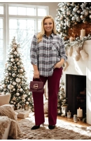 M24818 KOSZULA VIOLET KRATKA SZARA-BORDO