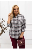 M24818 KOSZULA VIOLET KRATKA SZARA-BORDO