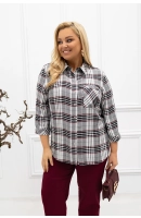 M24818 KOSZULA VIOLET KRATKA SZARA-BORDO