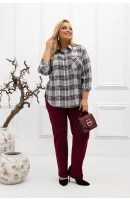 M24818 KOSZULA VIOLET KRATKA SZARA-BORDO