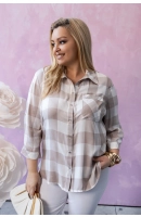 M24822 KOSZULA VIOLET KRATKA BIAŁO - BEŻOWA M24822 KOSZULA VIOLET KRATKA BIAŁO - BEŻOWA