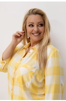 M24824 KOSZULA VIOLET KRATKA BIAŁO - ŻÓŁTA