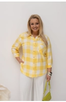 M24824 KOSZULA VIOLET KRATKA BIAŁO - ŻÓŁTA