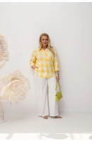 M24824 KOSZULA VIOLET KRATKA BIAŁO - ŻÓŁTA