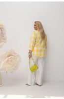 M24824 KOSZULA VIOLET KRATKA BIAŁO - ŻÓŁTA