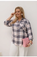 M24825 KOSZULA VIOLET KRATKA RÓŻOWO- GRANATOWA