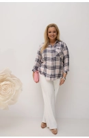 M24825 KOSZULA VIOLET KRATKA RÓŻOWO- GRANATOWA