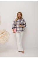 M24825 KOSZULA VIOLET KRATKA RÓŻOWO- GRANATOWA