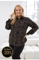 M24903 KOSZULA VIOLET WZÓR LISTKI NA CZARNYM M24903 KOSZULA VIOLET WZÓR LISTKI NA CZARNYM