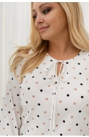 M27400 BLUZKA DONNA KREMOWA W GROSZKI M27400 BLUZKA DONNA KREMOWA W GROSZKI