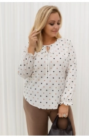 M27400 BLUZKA DONNA KREMOWA W GROSZKI M27400 BLUZKA DONNA KREMOWA W GROSZKI