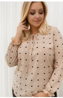 M27401 BLUZKA DONNA BEŻOWA W GROSZKI M27401 BLUZKA DONNA BEŻOWA W GROSZKI