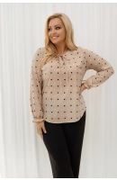M27401 BLUZKA DONNA BEŻOWA W GROSZKI M27401 BLUZKA DONNA BEŻOWA W GROSZKI