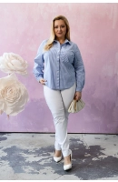 M55000 KOSZULA VIKTORIA PASKI DROBNE NIEBIESKIE