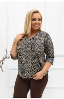 M57104 BLUZKA AMBER WZÓR ZEBRA BEŻOWO CZARNA M57104 BLUZKA AMBER WZÓR ZEBRA BEŻOWO CZARNA
