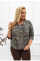 M57104 BLUZKA AMBER WZÓR ZEBRA BEŻOWO CZARNA M57104 BLUZKA AMBER WZÓR ZEBRA BEŻOWO CZARNA