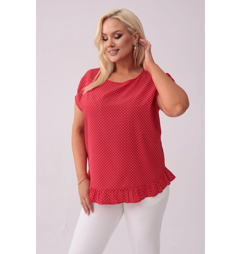 M13008 BLUZKA ROXI GROSZKI NA CZERWIENI