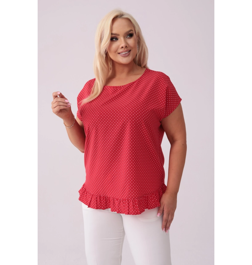 M13008 BLUZKA ROXI GROSZKI NA CZERWIENI