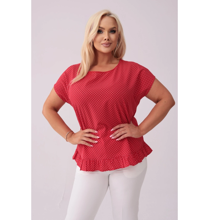 M13008 BLUZKA ROXI GROSZKI NA CZERWIENI