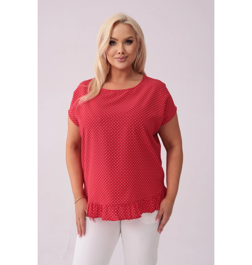 M13008 BLUZKA ROXI GROSZKI NA CZERWIENI