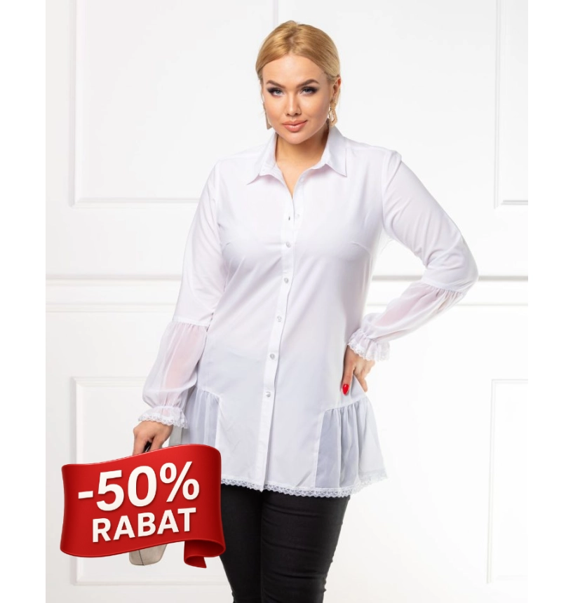 M16901 KOSZULA GABI Z FALBANKĄ BIAŁA M16901 KOSZULA GABI Z FALBANKĄ BIAŁA