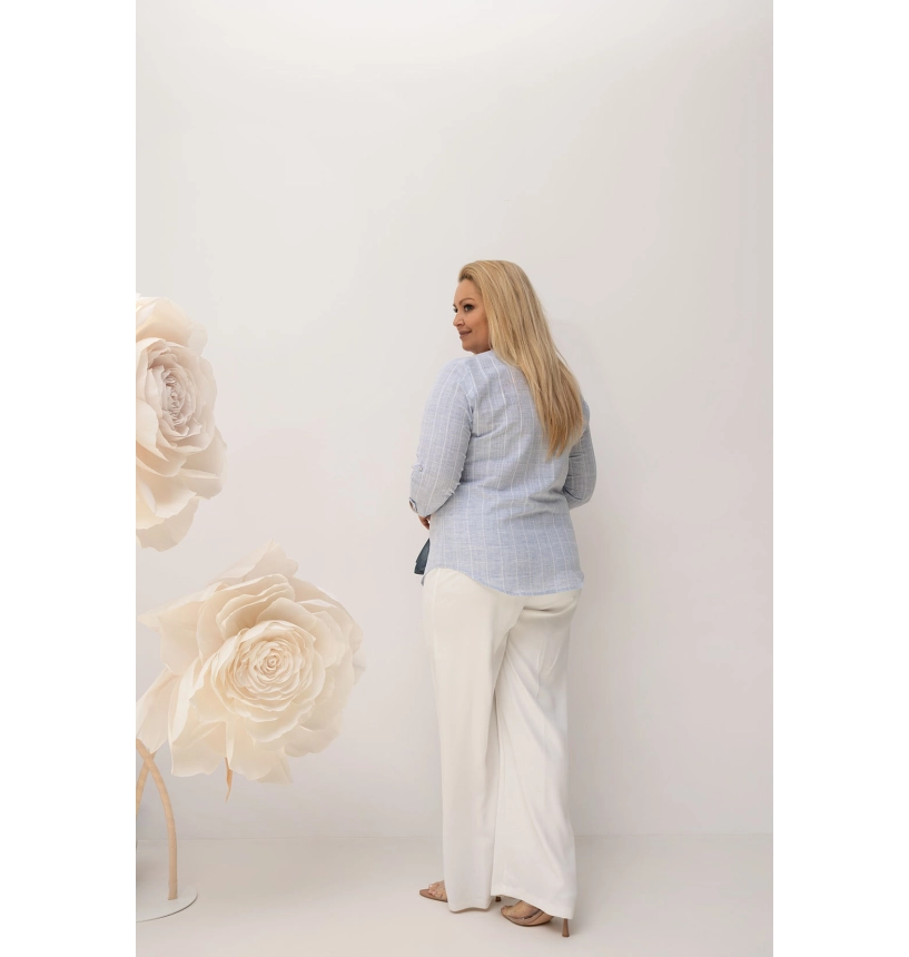 M22400 BLUZKA ELENA KRATKA EKO BŁĘKITNA