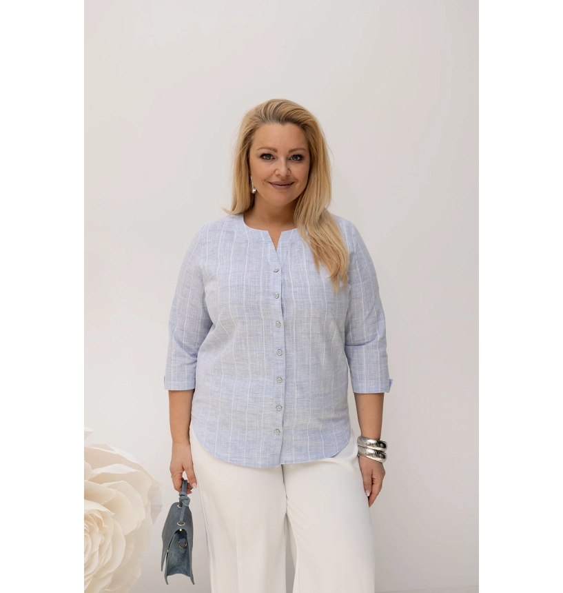 M22400 BLUZKA ELENA KRATKA EKO BŁĘKITNA