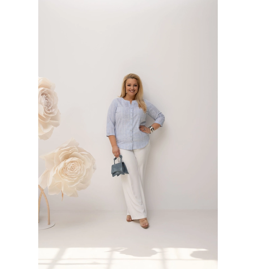 M22400 BLUZKA ELENA KRATKA EKO BŁĘKITNA