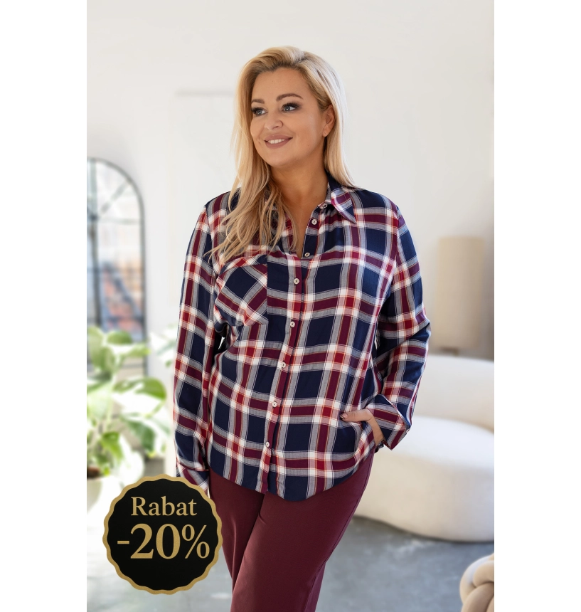 M24806 KOSZULA VIOLET KRATKA GRANATOWO- BORDOWA M24806 KOSZULA VIOLET KRATKA GRANATOWO- BORDOWA