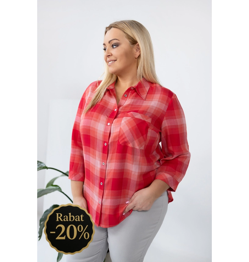 M24811 KOSZULA VIOLET KRATKA KORALOWA 3D