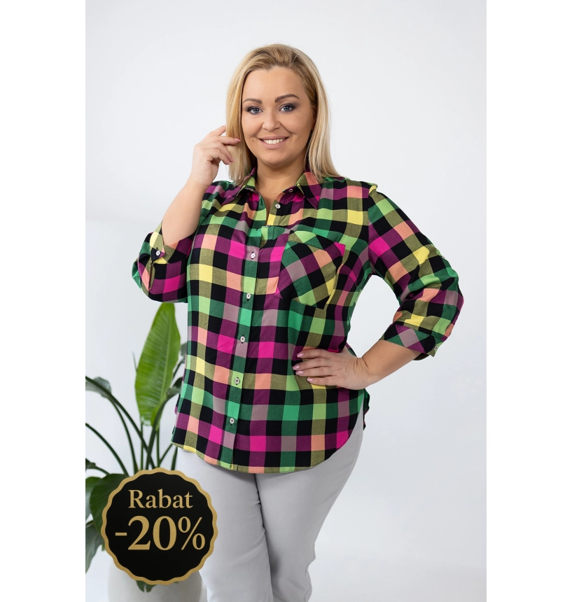 M24812 KOSZULA VIOLET KRATKA ŻÓŁTO ZIELONA M24812 KOSZULA VIOLET KRATKA ŻÓŁTO ZIELONA