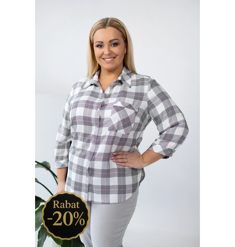 M24813 KOSZULA VIOLET KRATKA BIAŁA