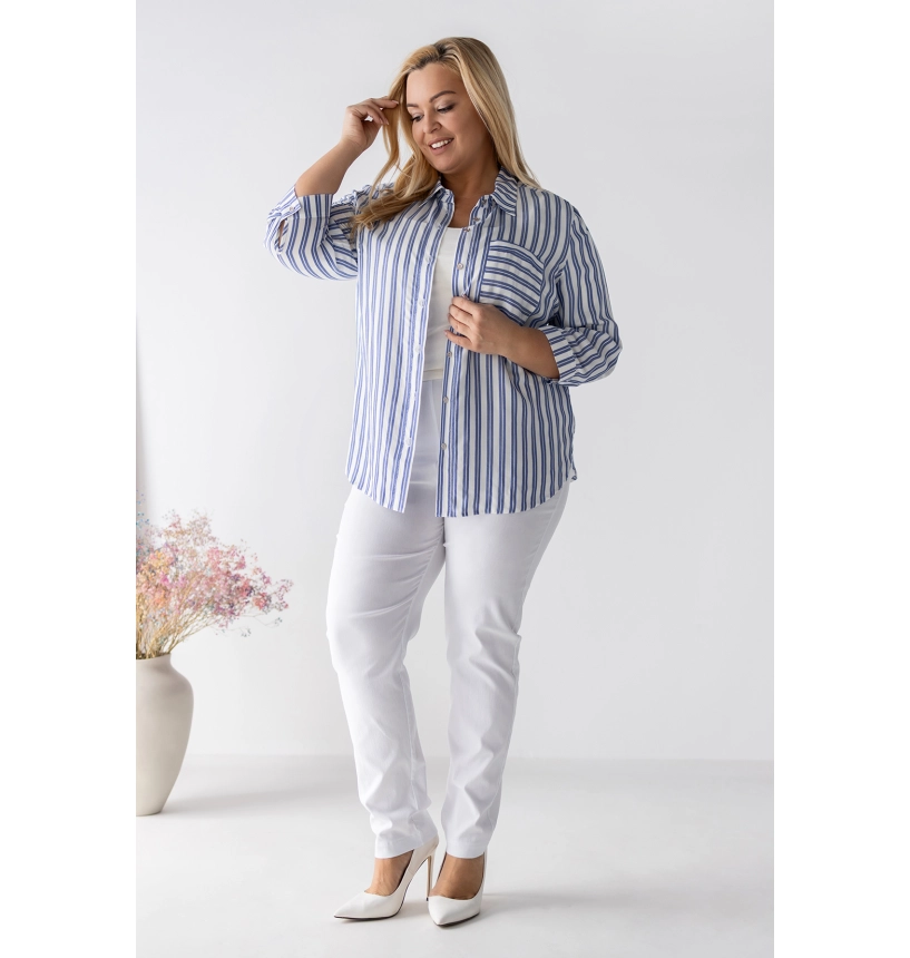 SANDRA M24817 KOSZULA VIOLET PASKI NIEBIESKIE SANDRA M24817 KOSZULA VIOLET PASKI NIEBIESKIE