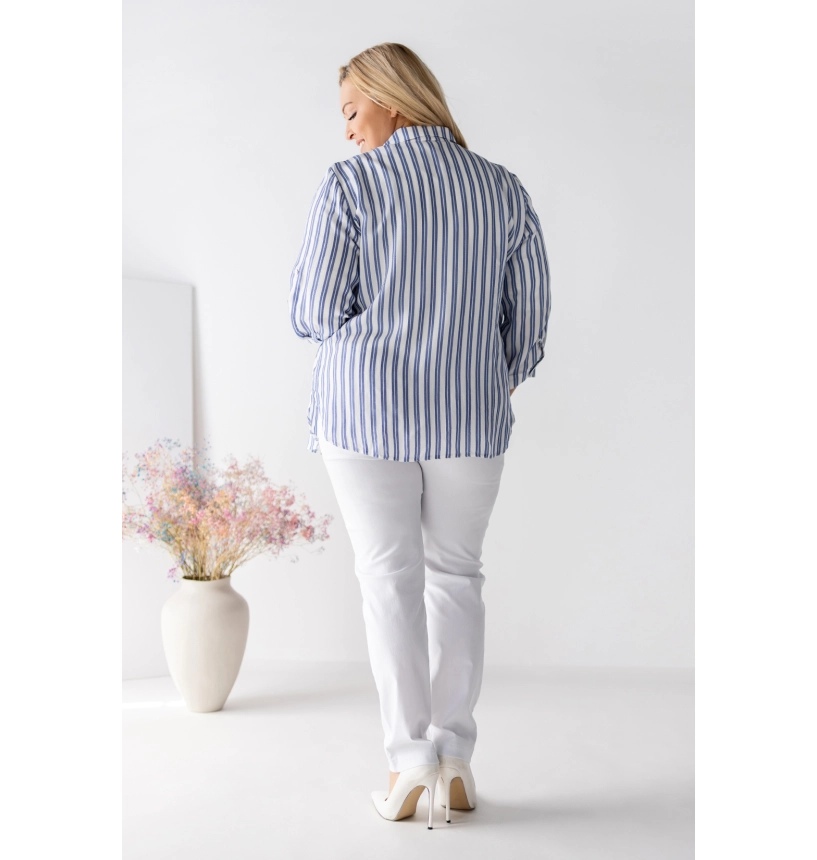 SANDRA M24817 KOSZULA VIOLET PASKI NIEBIESKIE SANDRA M24817 KOSZULA VIOLET PASKI NIEBIESKIE