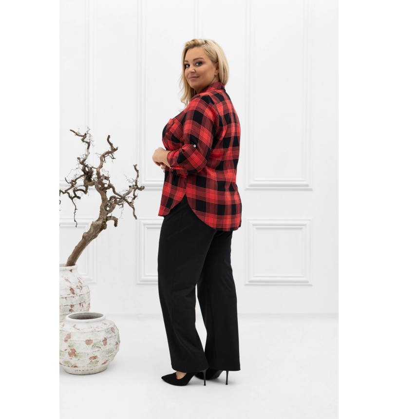 M24819 KOSZULA VIOLET KRATKA CZERWONO- CZARNA