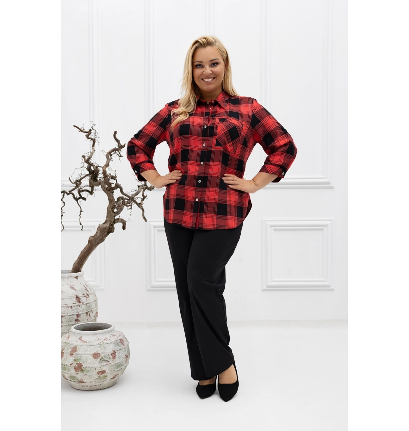 M24819 KOSZULA VIOLET KRATKA CZERWONO- CZARNA