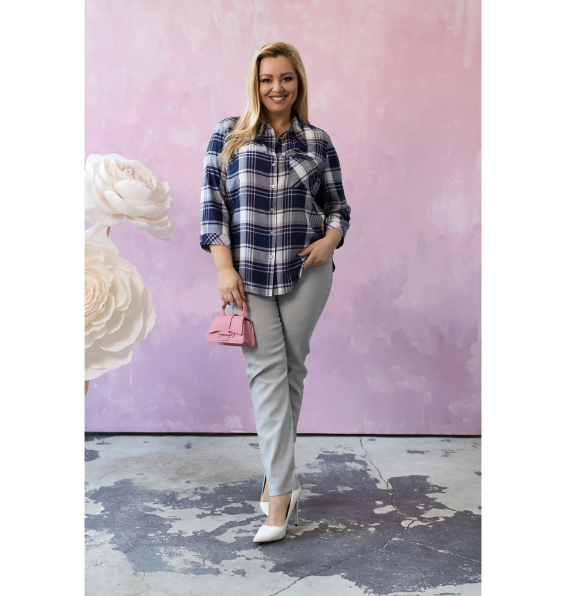 M24820 KOSZULA VIOLET KRATKA GRANATOWO-RÓŻOWA M24820 KOSZULA VIOLET KRATKA GRANATOWO-RÓŻOWA