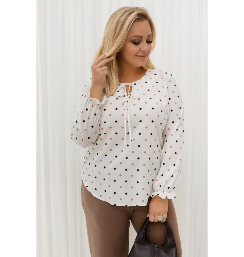M27400 BLUZKA DONNA KREMOWA W GROSZKI M27400 BLUZKA DONNA KREMOWA W GROSZKI