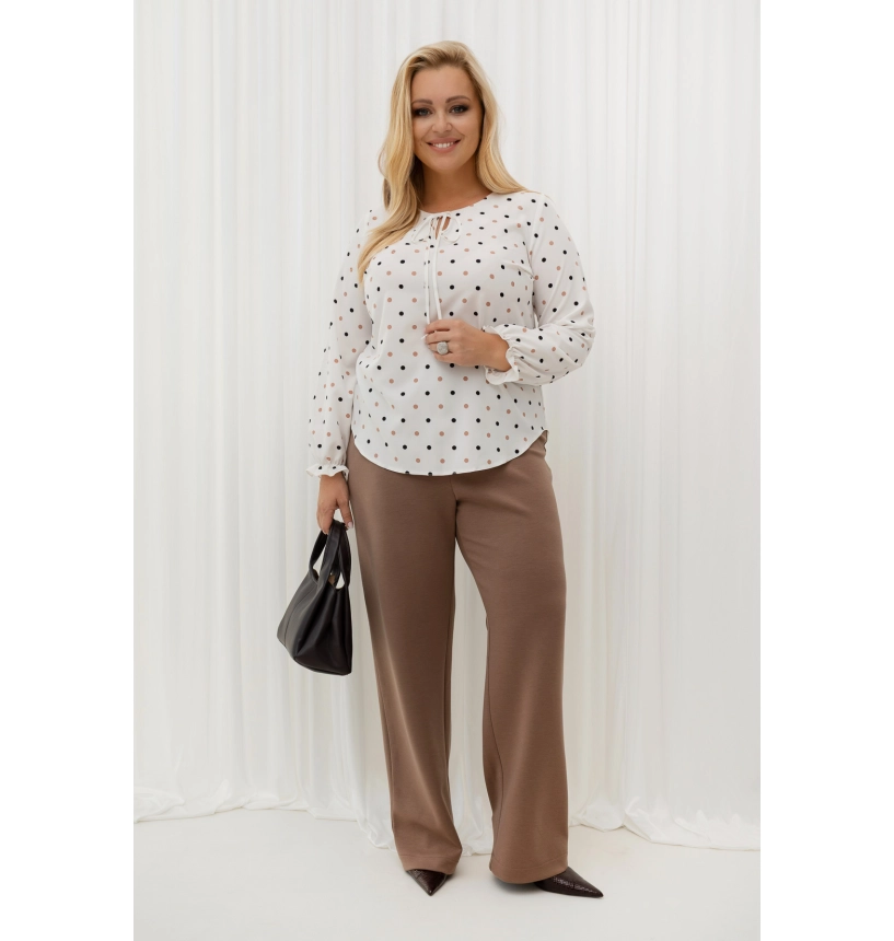 M27400 BLUZKA DONNA KREMOWA W GROSZKI M27400 BLUZKA DONNA KREMOWA W GROSZKI