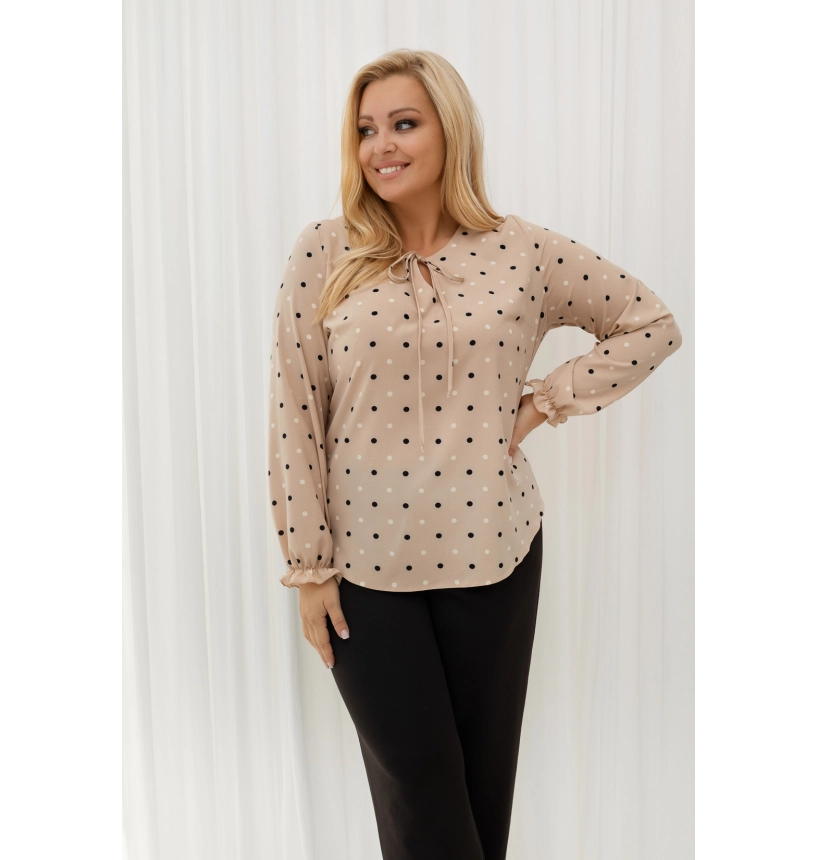 M27401 BLUZKA DONNA BEŻOWA W GROSZKI M27401 BLUZKA DONNA BEŻOWA W GROSZKI