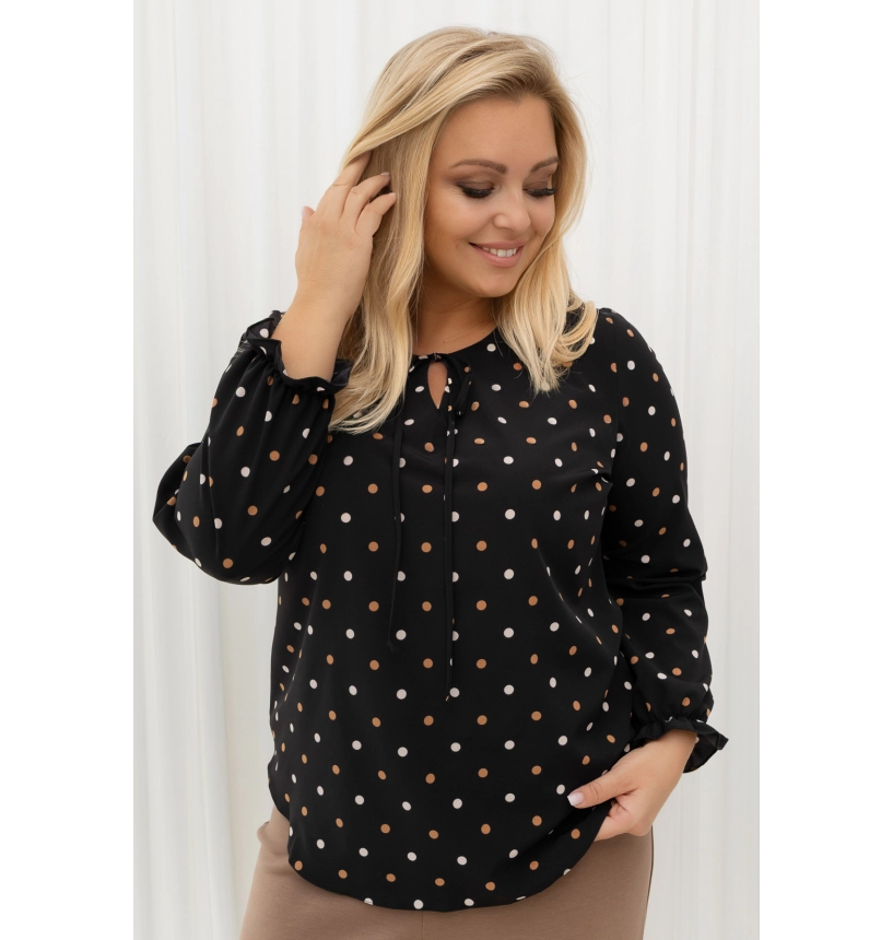 M27402 BLUZKA DONNA CZARNA W GROSZKI