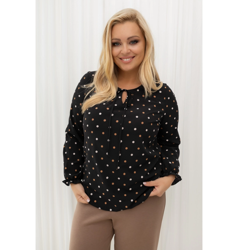 M27402 BLUZKA DONNA CZARNA W GROSZKI