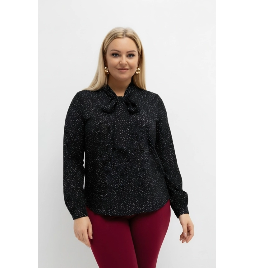 M46400 BLUZKA AMELIA CZARNA W GROSZKI
