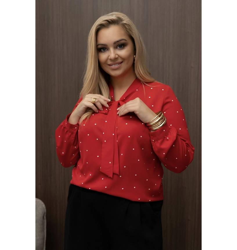 M46406 BLUZKA AMELIA CZERWONA W GROSZKI
