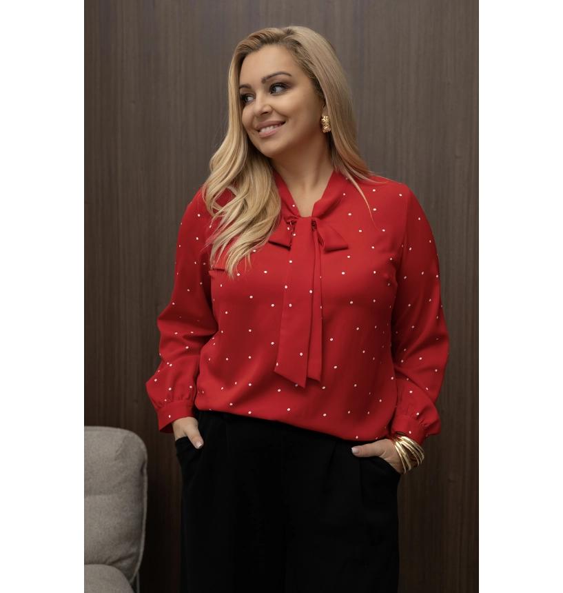 M46406 BLUZKA AMELIA CZERWONA W GROSZKI