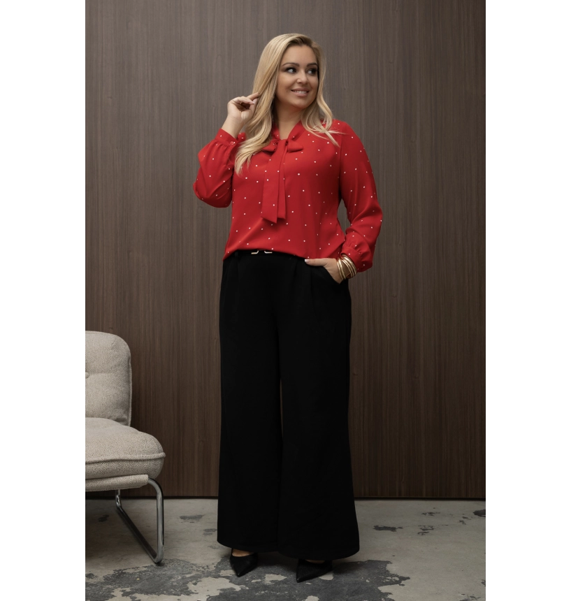 M46406 BLUZKA AMELIA CZERWONA W GROSZKI