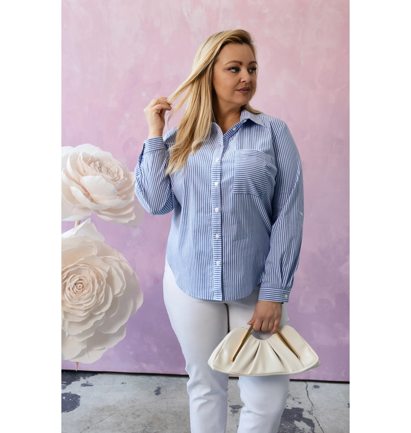 M55000 KOSZULA VIKTORIA PASKI DROBNE NIEBIESKIE