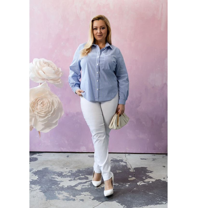 M55000 KOSZULA VIKTORIA PASKI DROBNE NIEBIESKIE